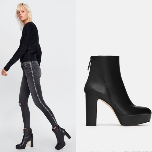 Zara | Shoes | Zara Leather Highheel Platform Ankle Boots Black New With  Tags Eur 37 Us 65 | Poshmark